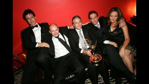 Colbert's work on "The Daily Show" contributed to a number of awards -- including several Emmys. He poses here with, left to right,  Rob Corddry, host Jon Stewart, Ed Helms and Samantha Bee.