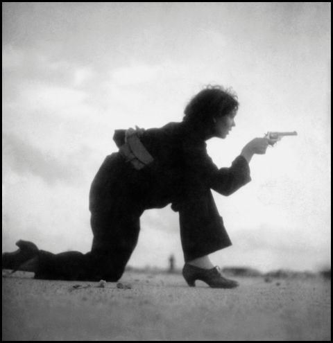 Taro and lover Robert Capa were known for getting photographs close to the action. It was later revealed many images attributed to Capa, were actually taken by Taro. Here, she captures a Republican militiawoman training on the beach, outside Barcelona, in August 1936.
