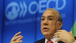 OECD Secretary General Angel Gurria talks during an OECD meeting on " The euro Area at a crossroads: Policies for growth, jobs and competitiveness" at EU Headquarters in Brussels on February 17, 2014. AFP PHOTO/JOHN THYSJOHN THYS/AFP/Getty Images