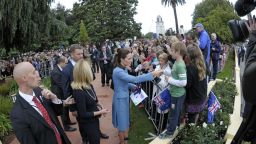 This handout photo taken on April 10, 2014 and provided by Woolf / Crown Copyright shows Catherine, the Duchess of Cambridge (C), meeting locals whilst on a walkabout in Seymour Square during a visit to the New Zealand city of Blenheim on April 10, 2014. Britain's Prince William, Kate and their son Prince George are on a three-week tour of New Zealand and Australia. AFP PHOTO / Woolf Crown Copyright

----EDITORS NOTE ----RESTRICTED TO EDITORIAL USE MANDATORY CREDIT " AFP PHOTO / Woolf Crown Copyright - NO MARKETING - NO ADVERTISING CAMPAIGNS - DISTRIBUTED AS A SERVICE TO CLIENTS - NO ARCHIVESWoolf Crown Copyright/AFP/Getty Images