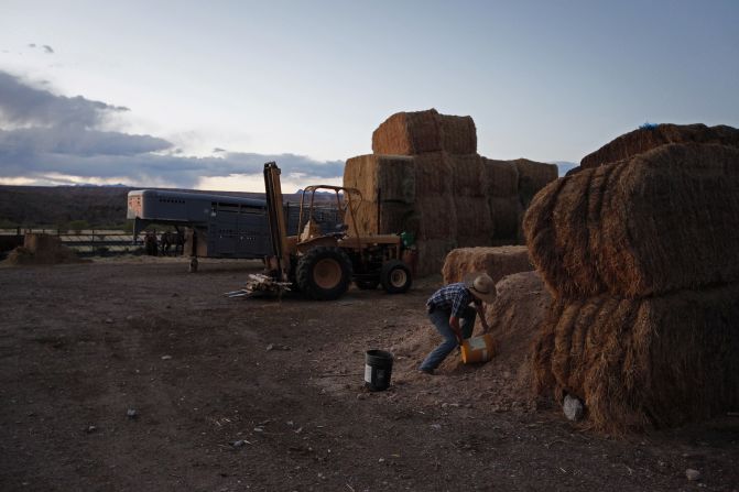 Bundy's son Arden works at his father's ranch on Saturday, April 5.