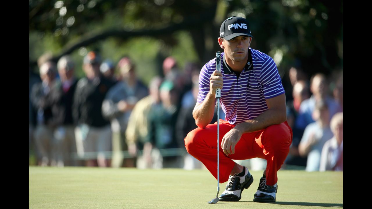 Billy Horschel, seen here during the first round of the 2014 Masters, is known for his colorful ensembles. At the 2013 U.S. Open, he wore pants that had octopuses on them.
