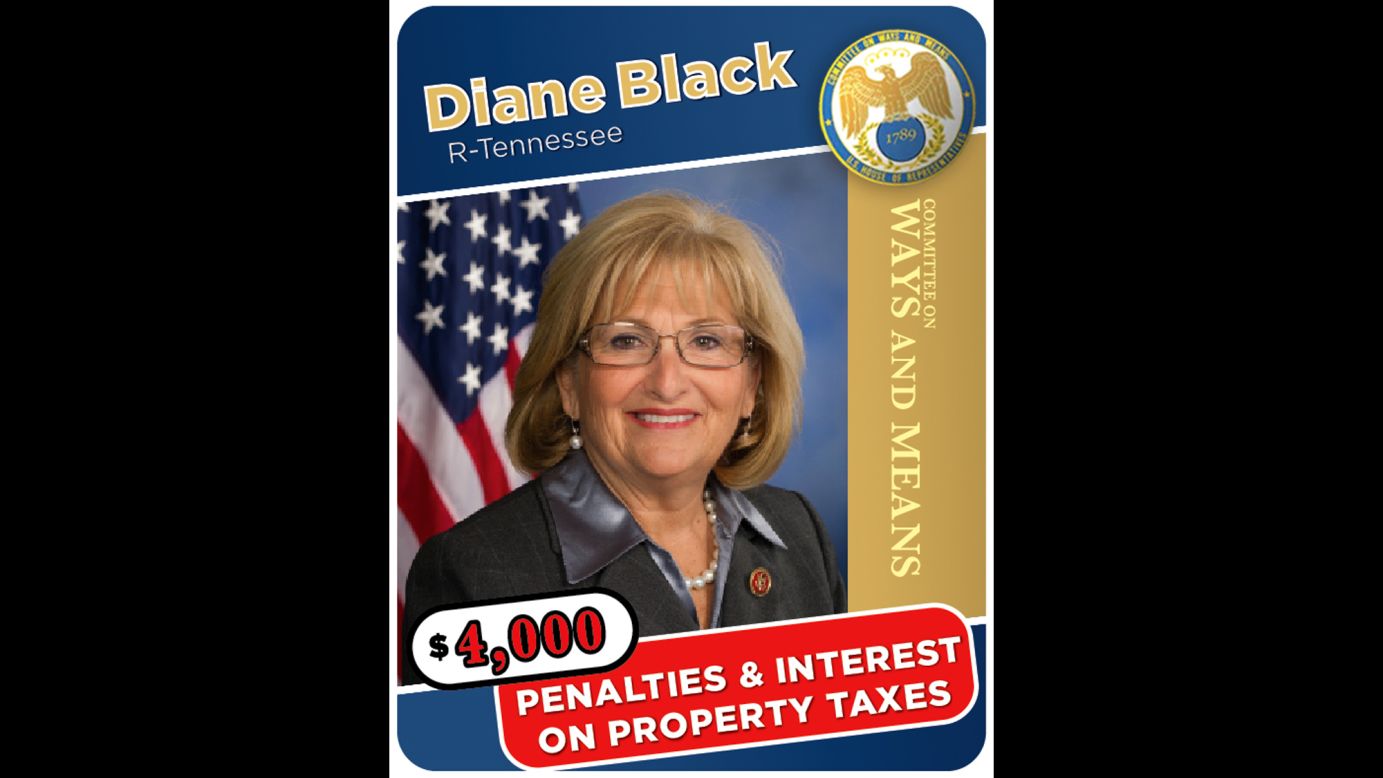 Tennessee Rep. Diane Black racked up almost $4,000 in penalties and interest on a piece of property that her husband's business paid the bill late.