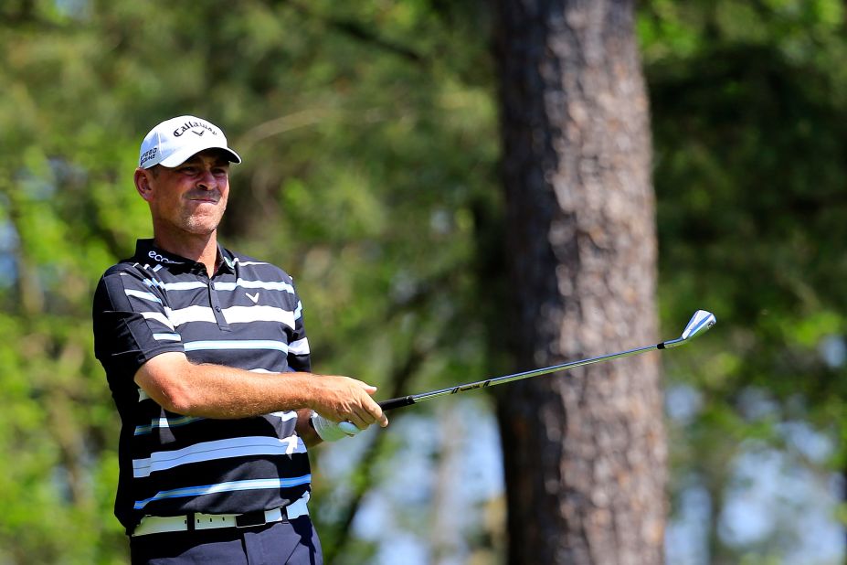 Thomas Bjorn, three times a runner up at majors, remains in contention although he dipped on the back nine Saturday. 