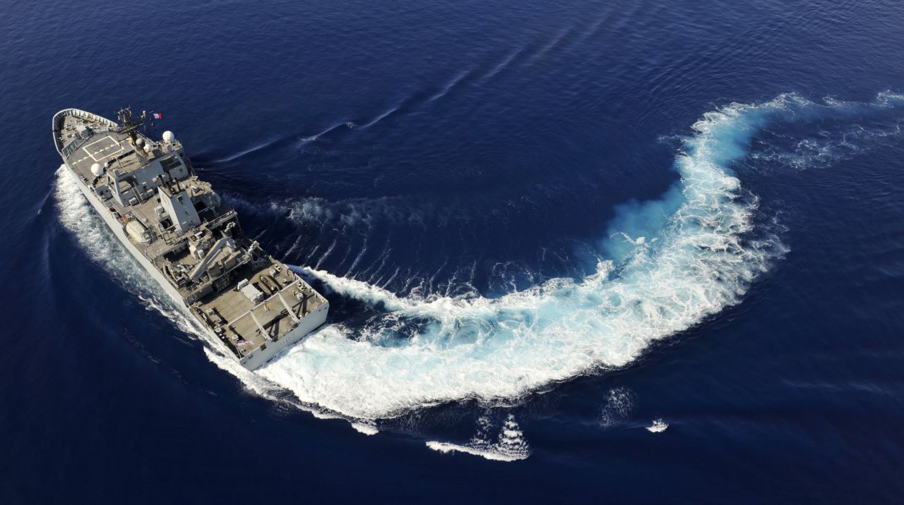 The HMS Echo, a vessel with the British Roya; Navy, moves through the waters of the southern Indian Ocean on April 12, 2014.