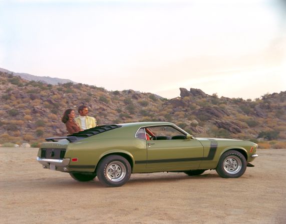 <strong>1970 Ford Mustang Boss 302.</strong> In 1970, Ford offered an optional ram-air "Shaker" hood scoop that could be ordered on any Mustang equipped with a 351-cubic-inch or larger V-8 engine.