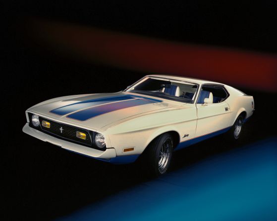 <strong>1972 Ford Mustang Sprint edition fastback.</strong> The Sprint was the only new model offered for 1972. It included a special red, white and blue exterior package with coordinated interior.