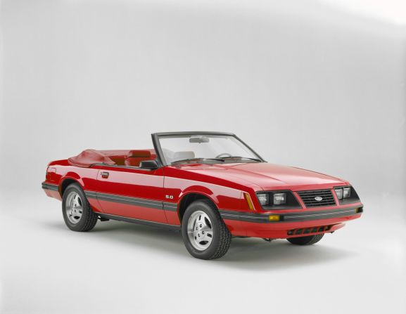 <strong>1983 Ford Mustang convertible. </strong>The convertible returned after being absent for 10 years. The Mustang GT's 5.0-liter V-8 also got a boost from a Holley four-barrel carburetor, beefing up the horsepower to 175.
