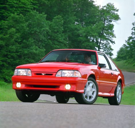<strong>1993 Ford Mustang Cobra. </strong>Ford's Special Vehicle Team introduced a limited-production SVT Mustang Cobra with special styling cues and performance upgrades.