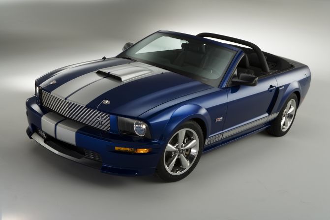 <strong>2008 Mustang Shelby GT convertible. </strong>Ford collaborated with Carroll Shelby to develop the most powerful production Mustang built up to that time, the 2007 Shelby GT500 Mustang. Available as either a convertible or coupe, it was powered by a 500-horsepower supercharged 5.4-liter V-8.