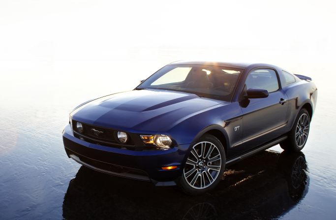 <strong>2010 Mustang GT. </strong>The 2010 Mustang was redesigned with more sculpted haunches, chamfered rear corners and a trapezoidal grille.