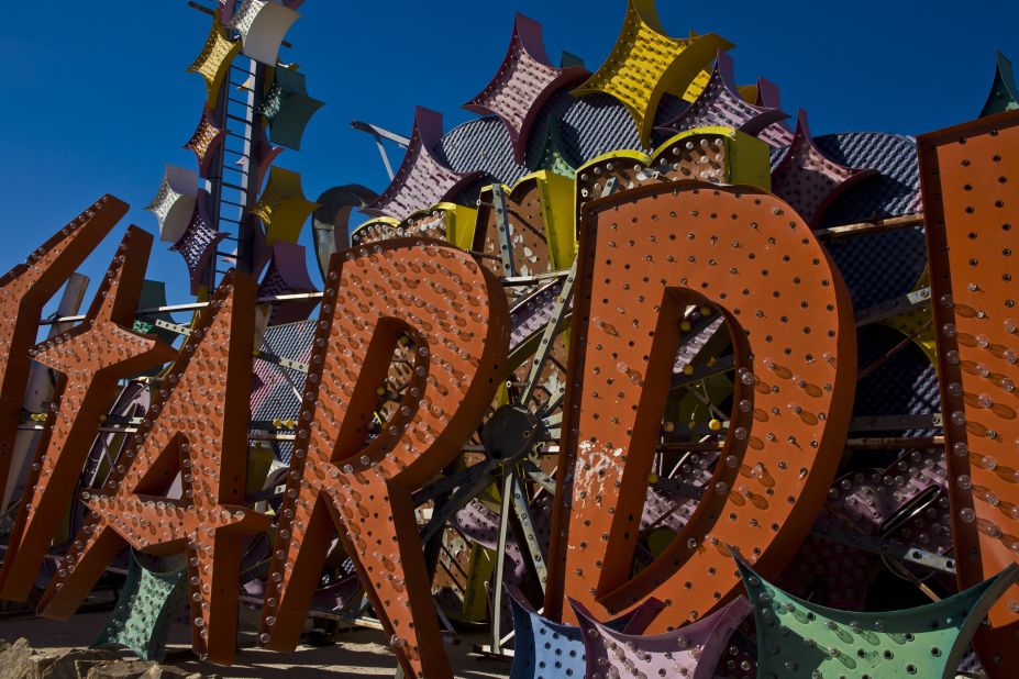 Outdated and discarded neon signs from now-closed casinos and hotels are displayed at the Neon Museum.