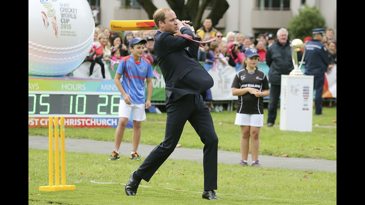 William plays cricket in Christchurch's Latimer Square on April 14.