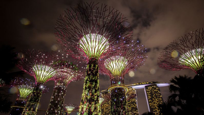 Singapore redefined the idea of environmentally sustainable open spaces in 2012 with the debut of its Supertree grove. Designed by Grant Associates, a British landscape architecture firm, the park features 18 spectacular man-made trees. Eleven trees include environmentally sustainable features like electricity-generating solar photovoltaic panels.