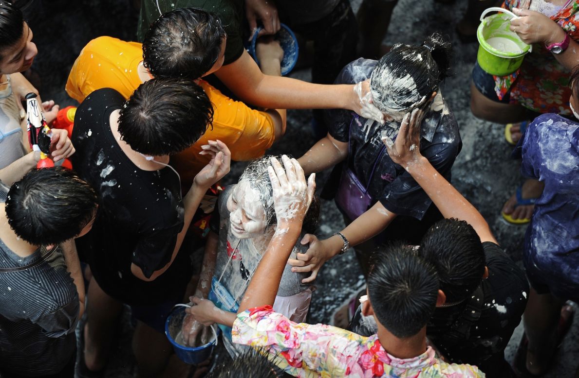 Wiping wet baby powder on fellow Songkran revelers is a big part of the Songkran festivities. Local critics of the holiday say Thailand needs to <a href="http://www.bangkokpost.com/opinion/opinion/404220/countdown-to-songkran-insanity" target="_blank" target="_blank">rethink the way it celebrates</a>, given water shortages are more common than in previous years and several areas of the country are prone to drought. 