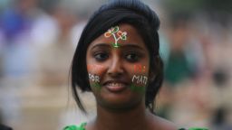 An Indian supporter looks on during a Trinamool Congress (TMC) rally in Siliguri on April 13, 2014.