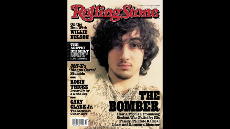 The<a href="index.php?page=&url=http%3A%2F%2Fwww.cnn.com%2F2013%2F07%2F17%2Fstudentnews%2Ftsarnaev-rolling-stone-cover%2F" target="_blank"> August 2013 cover of Rolling Stone</a> featured Tsarnaev and sparked a backlash against the magazine.
