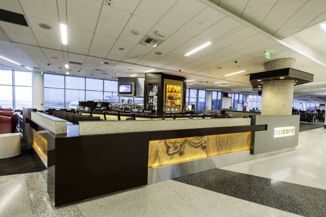 At San Francisco International Airport, Greek fisherman stew and lobster mac and cheese complement cocktails such as "pig in the barrel," a mix of buffalo-trace bourbon with smoked bacon.