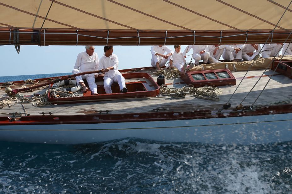 Nadal helped man the rudder and learned the ropes of how to sail the Yacht Club de Monaco's flagship, while being treated to spectacular views of the Cote d'Azur coastline.