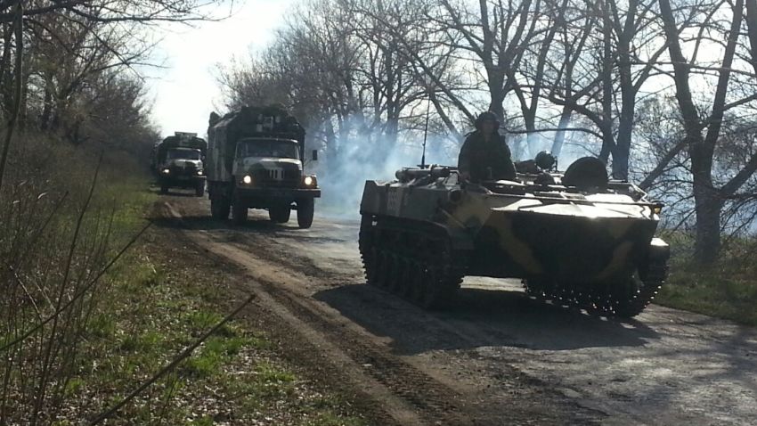 A CNN team observes a Ukrainian convoy headed en masse east and north in Donetsk region, near to key towns held by pro-Russian protestors.