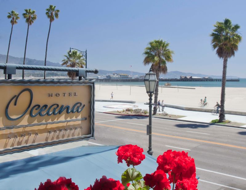While hotels aren't really right on the sand in Santa Barbara, California, the Hotel Oceana is about as close as it gets (right across the street).