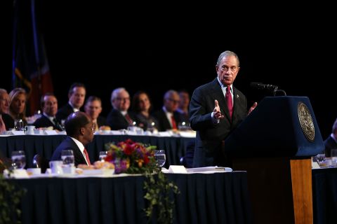 Bloomberg speaks to the Economic Club of New York in December in his last major speech as mayor.