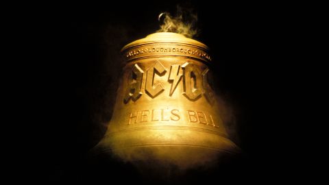 The "Hells Bells" bell is seen on stage at an AC/DC concert in 2000.
