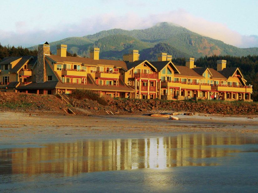Although it was built in 2002, the Ocean Lodge's 1940s style -- a stone-and-timber exterior and big verandas -- evokes an old-school resort feeling in Cannon Beach, Oregon.
