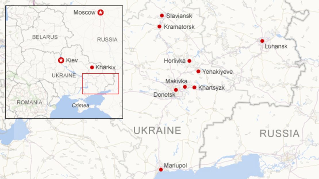 Areas of unrest in eastern Ukraine