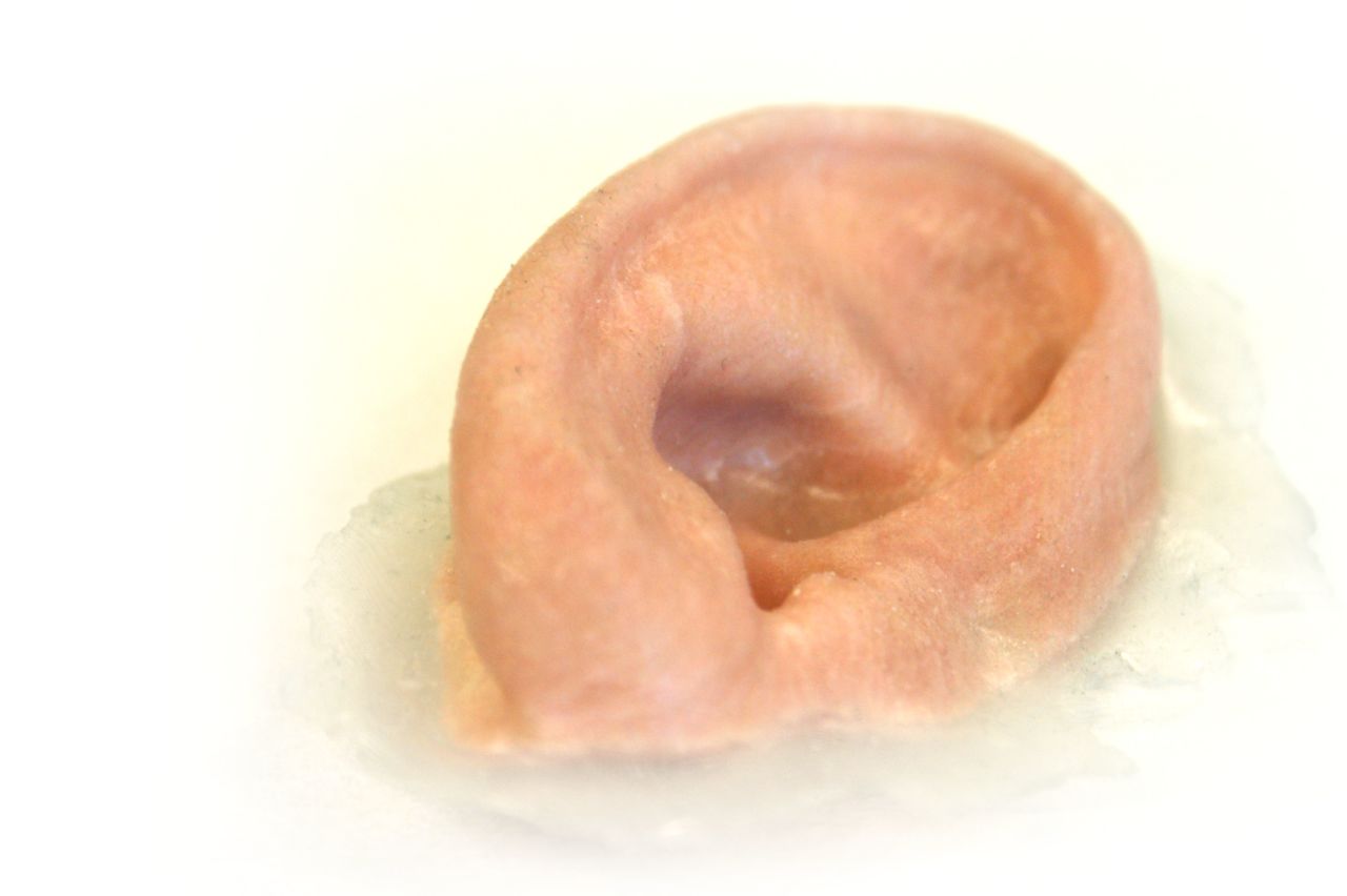 Fripp Design is also 3-D printing prosthetic ears, made from pigments, starch powder and silicone. 