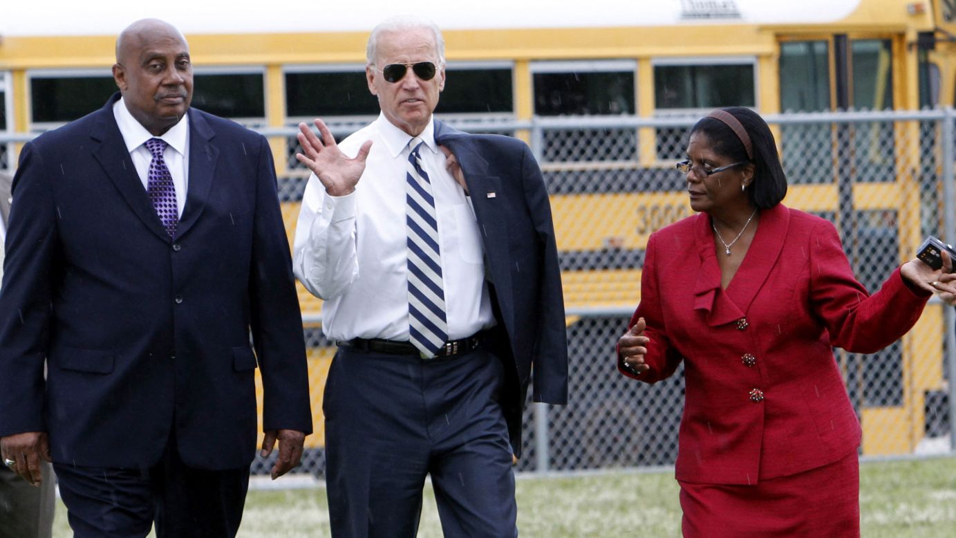 Biden visits an elementary school in North Miami Beach, Florida, in September 2011.