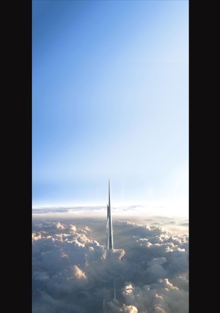 Once completed in 2020, the Kingdom Tower in Jeddah, Saudi Arabia, is likely to set new records for height at one kilometer high. 