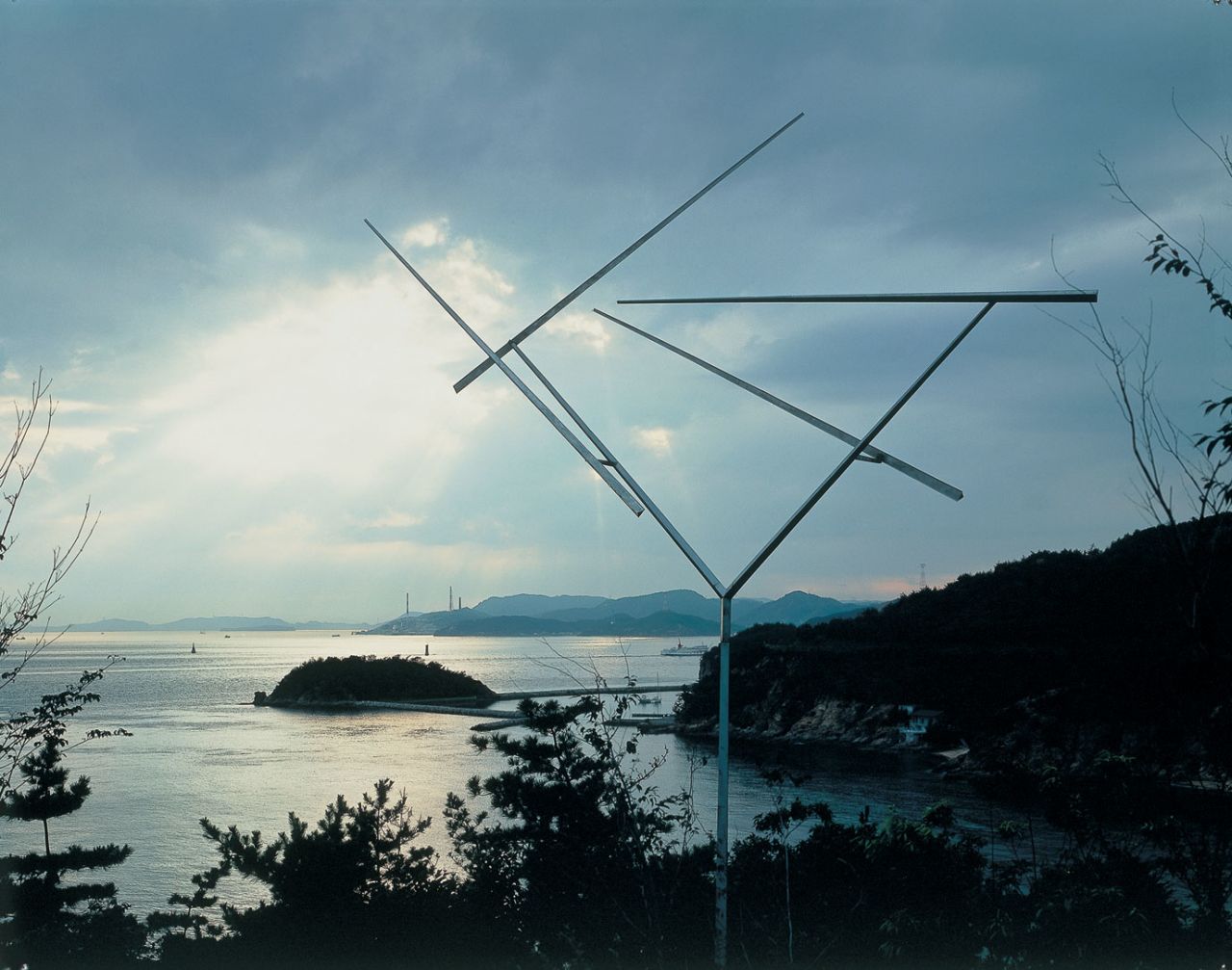 Naoshima is reached by ferry from the ports of Uno and Takamatsu. The southern side of the island is studded with sculptures, such as George Rickey's kinetic "Four Lines" (pictured), and stunning architecture set against a beautiful sea backdrop. 