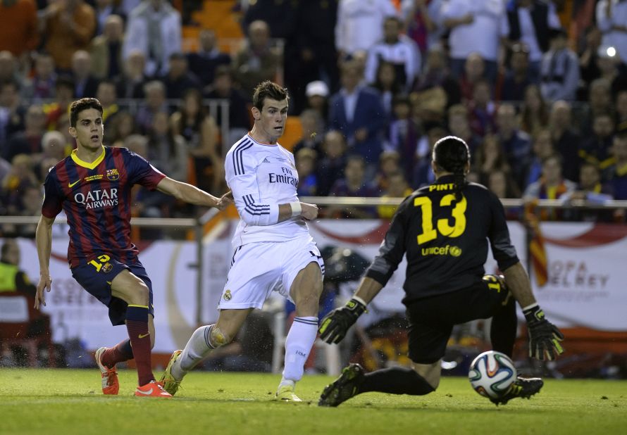 But Real, and Bale, were not to be denied. The winner arrived in the 85th minute when Bale sped past Bartra before squeezing a shot under Barca goalkeeper Pinto.