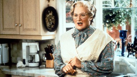 Robin Williams stars as Mrs. Doubtfire in the 1993 movie of the same name. 