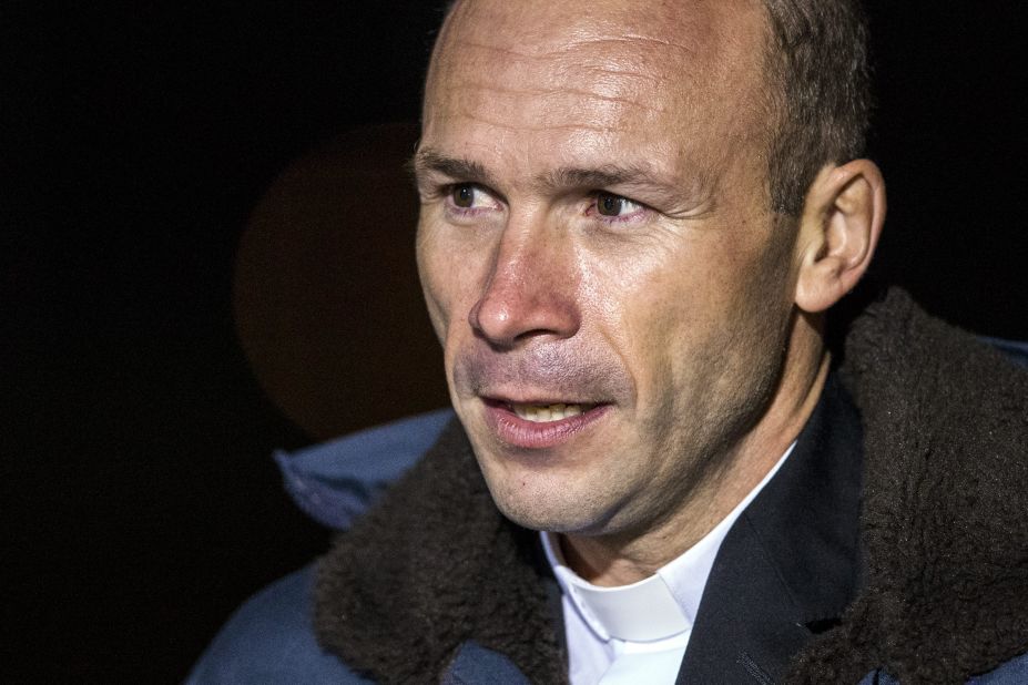 <a href="http://edition.cnn.com/2013/11/15/world/africa/cameroon-boko-haram-priest-kidnapping/">Catholic priest Georges Vandenbeusch</a> speaks to reporters outside Paris after his release on January 1, 2014. Vandenbeusch was snatched from his parish church in Cameroon on November 13. Boko Haram claimed responsibility for kidnapping the priest.