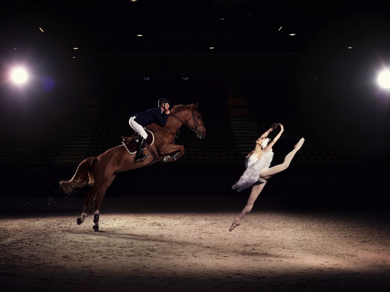 Defying gravity, U.S. Elite Jumping rider Charlie Jacobs meets his match in ballerina Liudmila Khitrova from the Belarus Bolshoi.