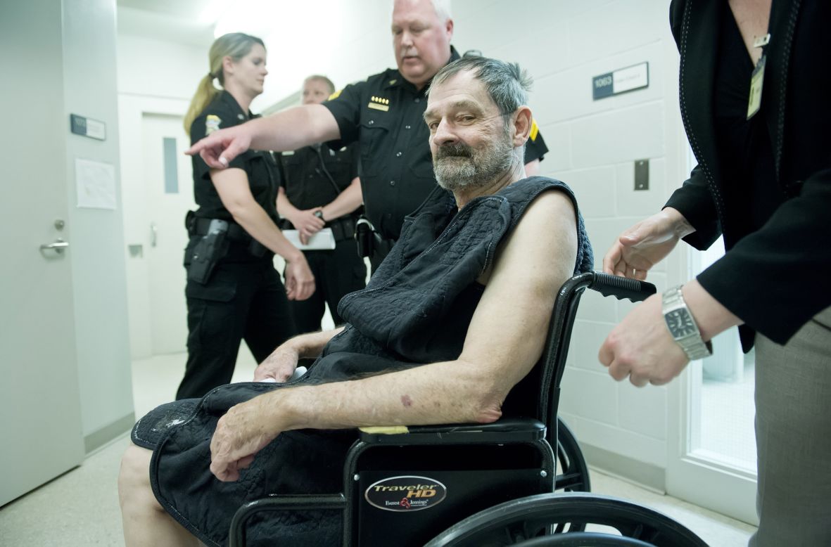 Frazier Glenn Cross, a 73-year-old Missouri man with a long history of spouting anti-Semitic rhetoric, appears at his arraignment Tuesday, April 15, in New Century, Kansas. Cross has been charged with murder in the <a href="http://www.cnn.com/2014/04/15/us/kansas-jewish-center-shooting/index.html">shooting deaths</a> of three people: a boy and his grandfather outside a Jewish community center in Overland Park, Kansas, and a woman at a nearby assisted-living facility.