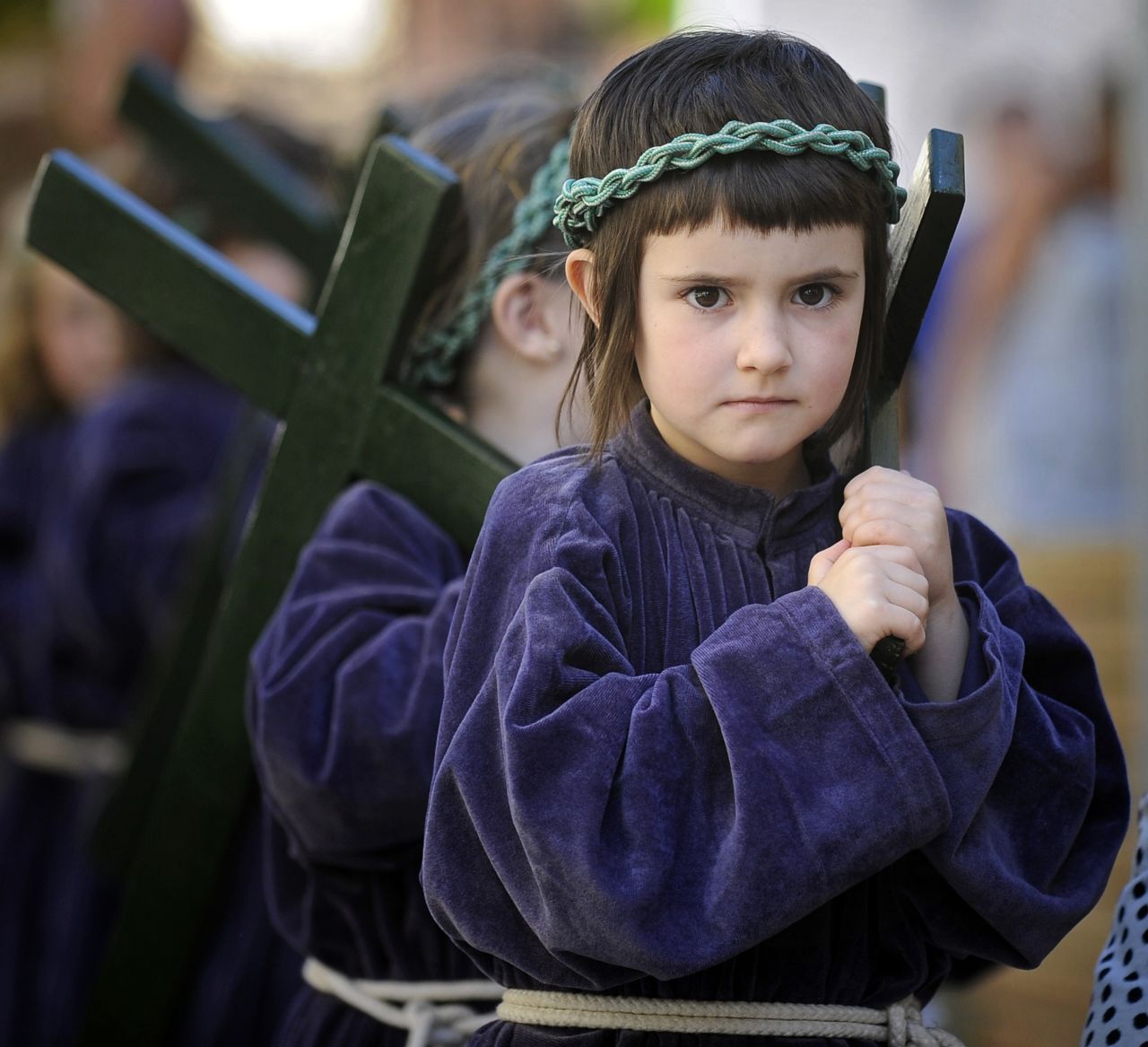 Young penitents parade during a Holy Week procession in the northern Spanish Basque village of Segura on April 17. 