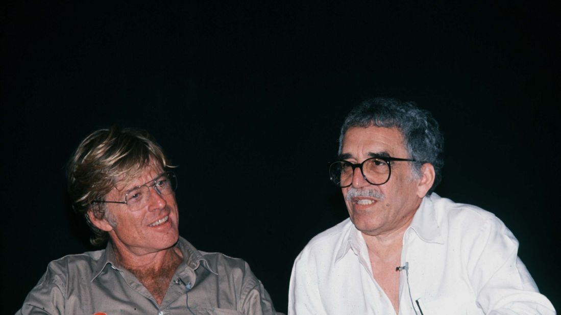 American actor and director Robert Redford sits with García Márquez in Havana, Cuba, in 1988.
