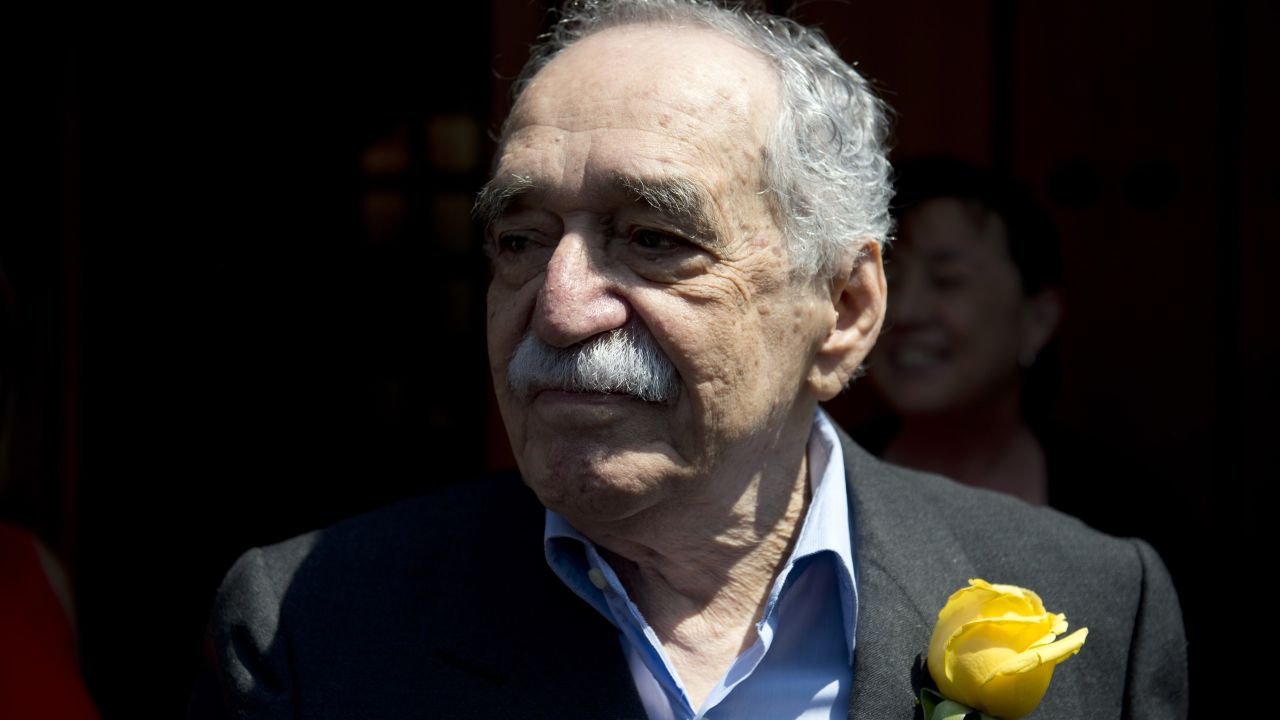 García Márquez greets the media on his 87th birthday in Mexico city on March 6.