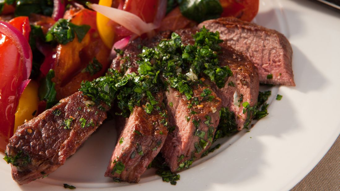 Chimichurri can be used as a pasta sauce, as a topping on eggs, as a marinade or on this delicious steak.
