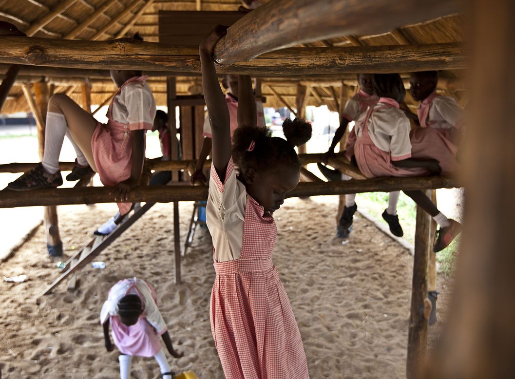 Students play Tuesday, March 25, at the Dr. John Garang International School in Juba.