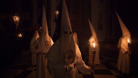 Penitents take part in Laguna on the Spanish Canary Island of Tenerife on Saturday, April 19.