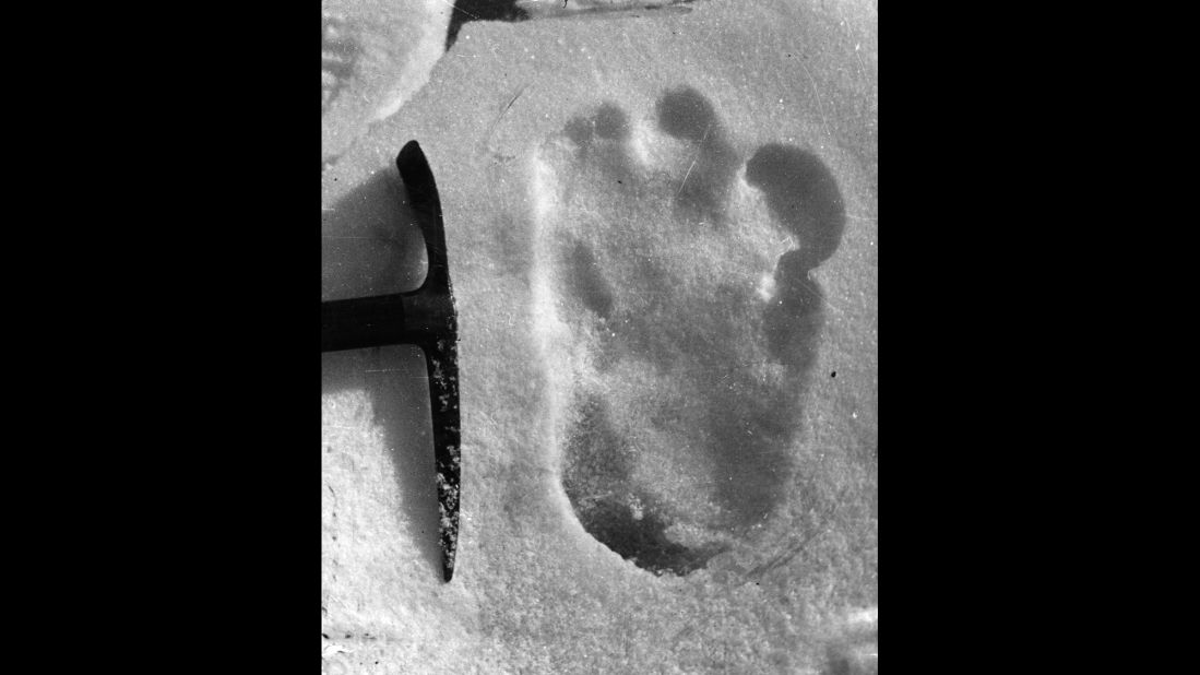 Shipton is also known for discovering and photographing footprints of an unknown animal or person, like this one taken in 1951. Many attributed these to the Yeti, or Abominable Snowman.  