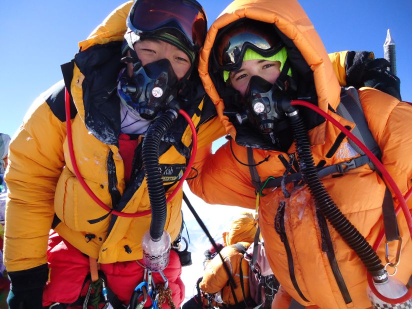 Jordan Romero became the youngest person to reach the summit, at age 13, on May 22, 2013. Jordan, right, is seen here on the summit with one of the Sherpas who helped him make the ascent. 