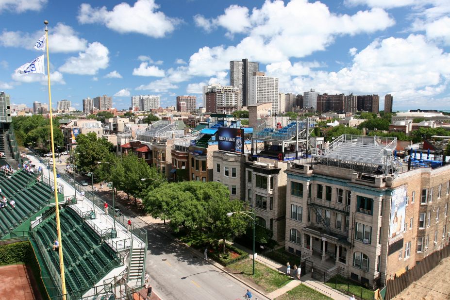 Ondrovic also photographed houses in Wrigleyville, the neighborhood that surrounds the ballpark. Several residential buildings surrounding the park have <a href="http://www.ballparkrooftops.com/" target="_blank" target="_blank">bleachers on their rooftops</a>.