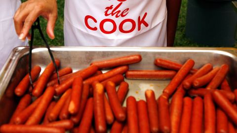 Oscar Mayer hot dogs are cooked during a luncheon in Washington, D.C.