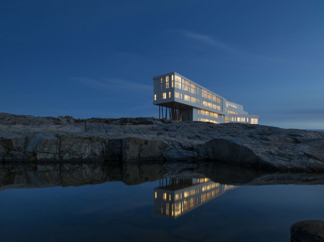 Fogo Island Inn in Newfoundland, Canada, feels as if it's floating above water. 