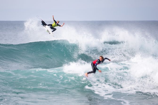 John John Florence of Hawaii advanced into the quarterfinals of the Rip Curl Pro Bells Beach on April 21 in Australia. 